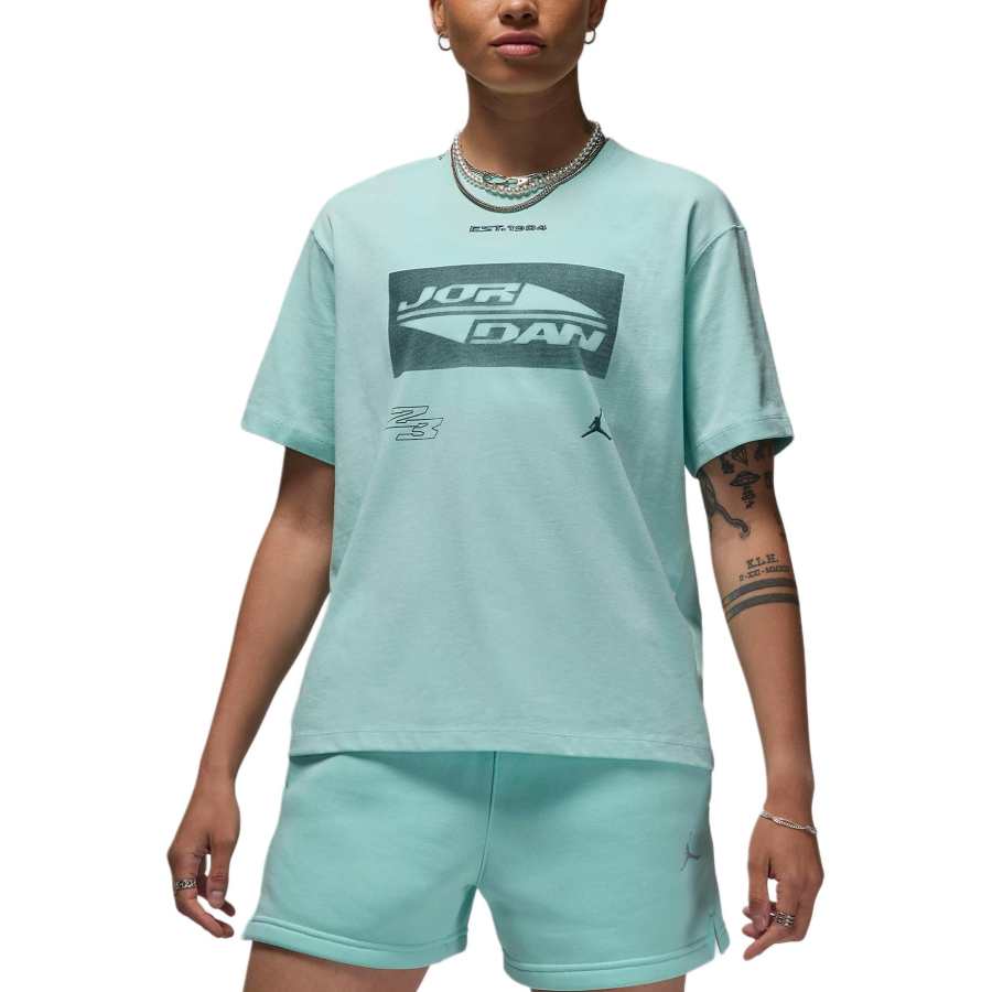 Jordan Jordan Drop Shoulder Sleeve T Shirt Women's Light Exposure/Green Oxidation