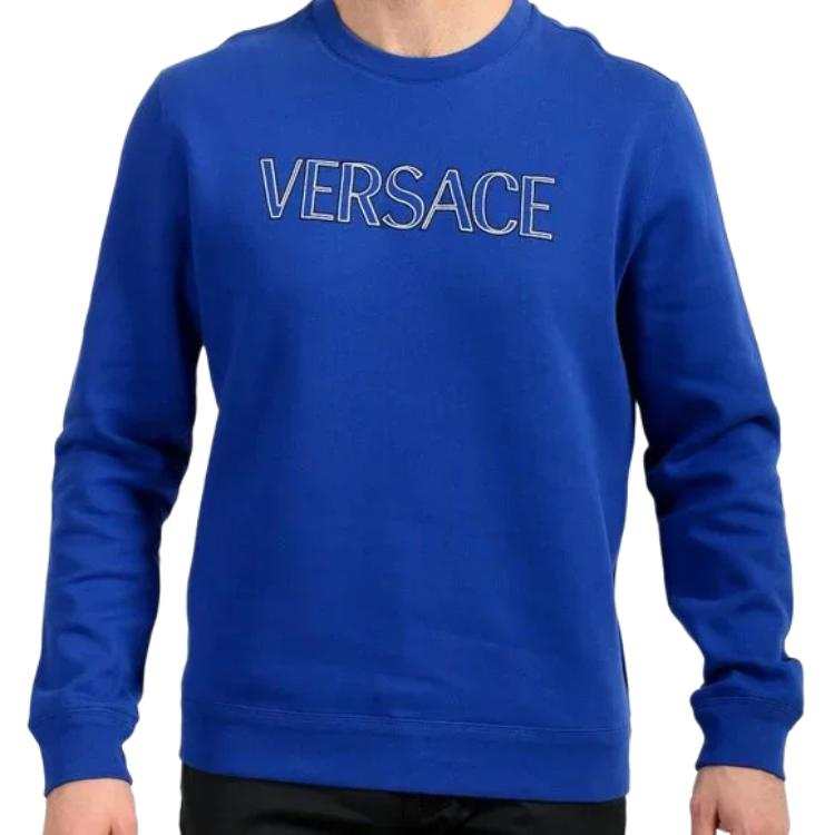 VERSACE VERSACE Sweatshirts Men's Blue Crew Neck Moderate Regular