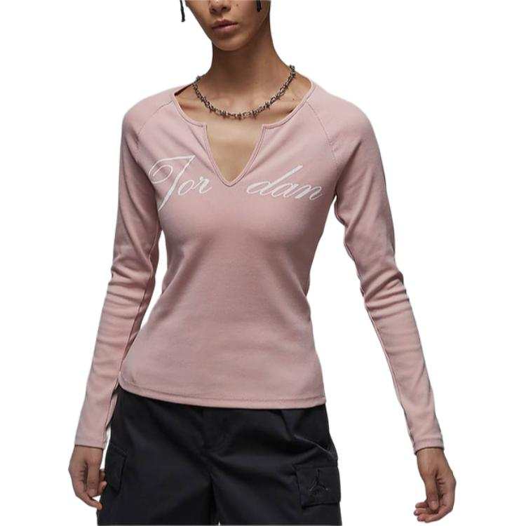Jordan Jordan T Shirts Women's Pink V Neck Moderate