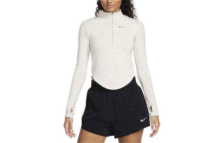 Nike Nike T Shirts Women's Ivory Stand Collar Moderate Straight Fit