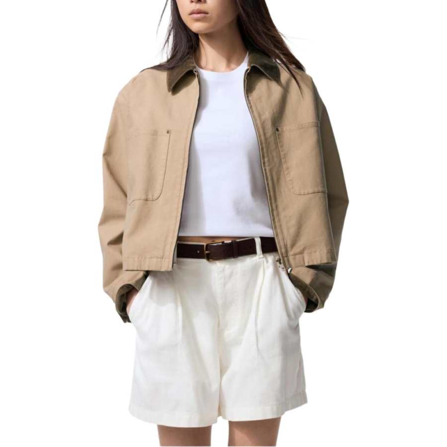 UNIQLO Jackets Women's Dark Beige Lapel Moderate Other