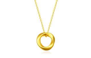 KING TAI SANG Mobius Loop Pendant, Minimalist Fashion Endless Love Bonded For Life Fortune Bead Gold Lock Chain