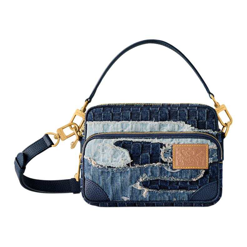 LOUIS VUITTON Nigo Collaboration Nil Sanded Denim Fabric Shoulder Bag, Crossbody Bag, Handbag Men's Blue