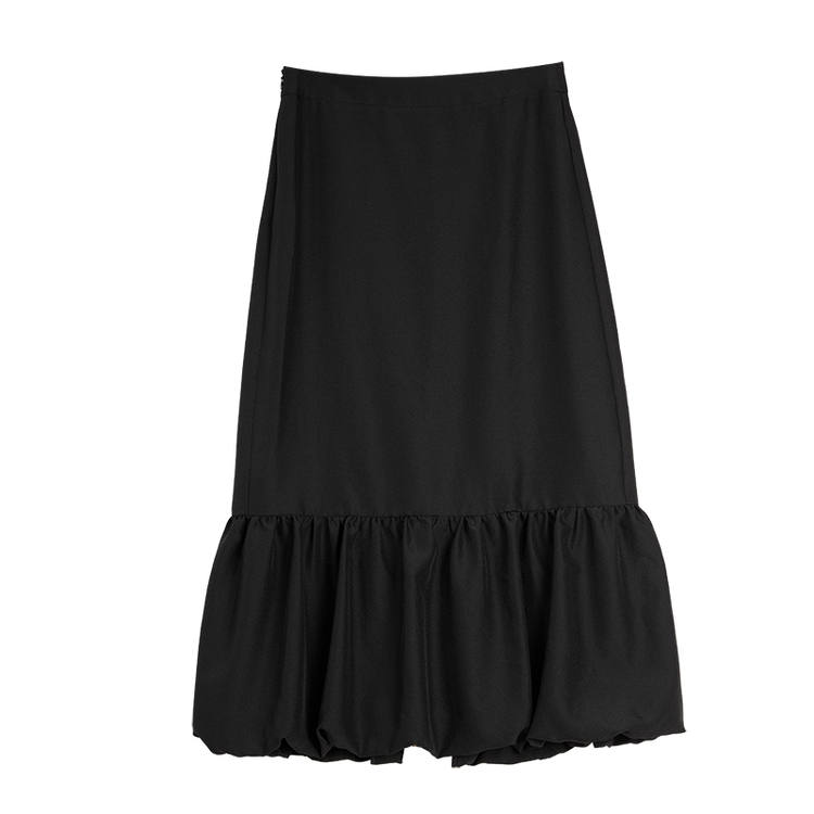 ELLE Casual Long Skirts Women's Black Thin Mid Length A Line Skirt
