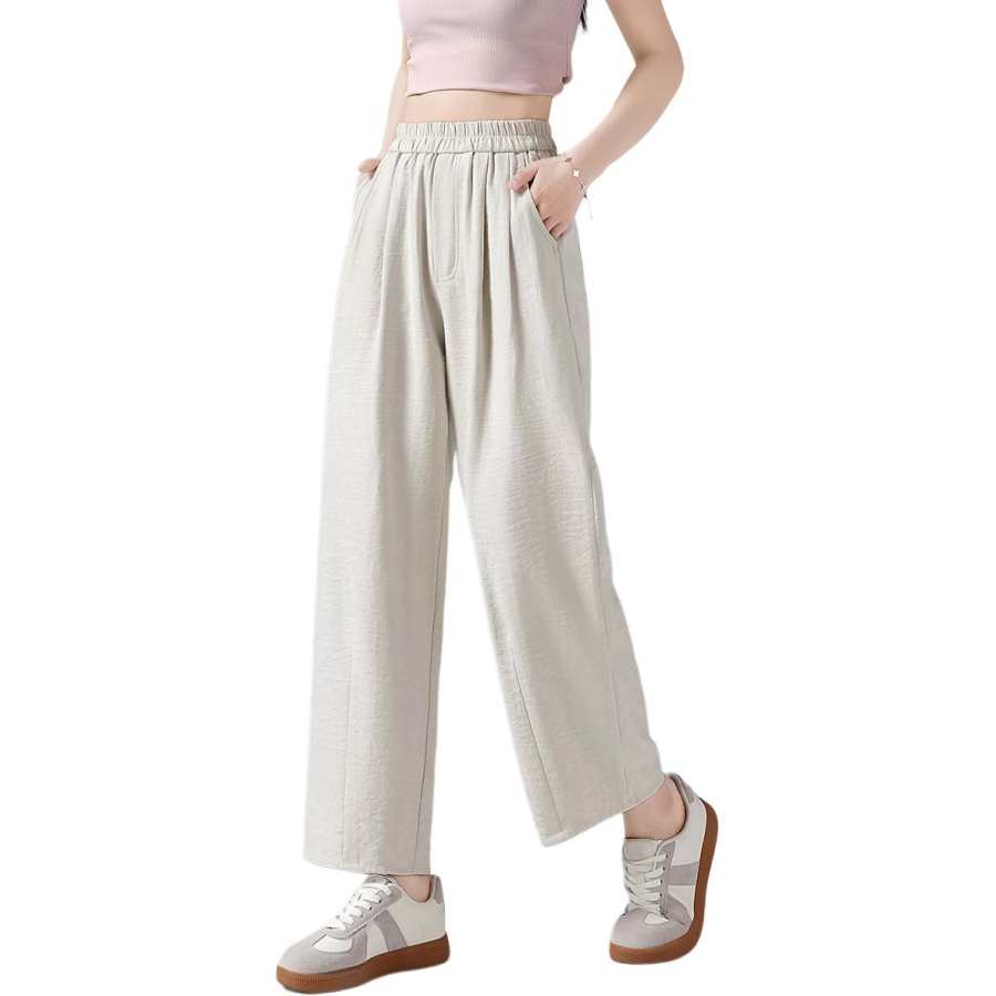 BALENO Lightweight Breathable Yamamoto Pants Milk Puff High Rise Slimming Lazy Straight Fit Ankle Length Pants