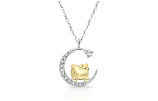 TIDECOLOR Hello Kitty 925 Sterling Silver Synthetic Cubic Zirconia Sterling Silver Necklace Women's