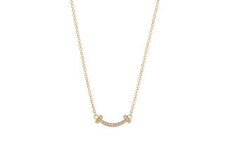 TIFFANY & CO. Pre Owned 2010s 18K Yellow Gold T Smile Diamond Necklace