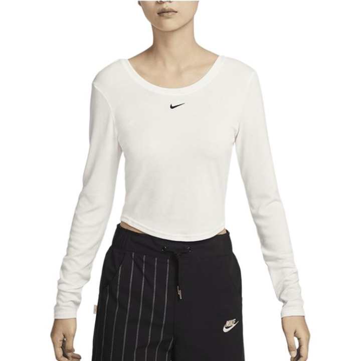 Nike Nike Sportswear Chill Knit Women's Tight Scoop-Back Long-Sleeve Mini-Rib Top White