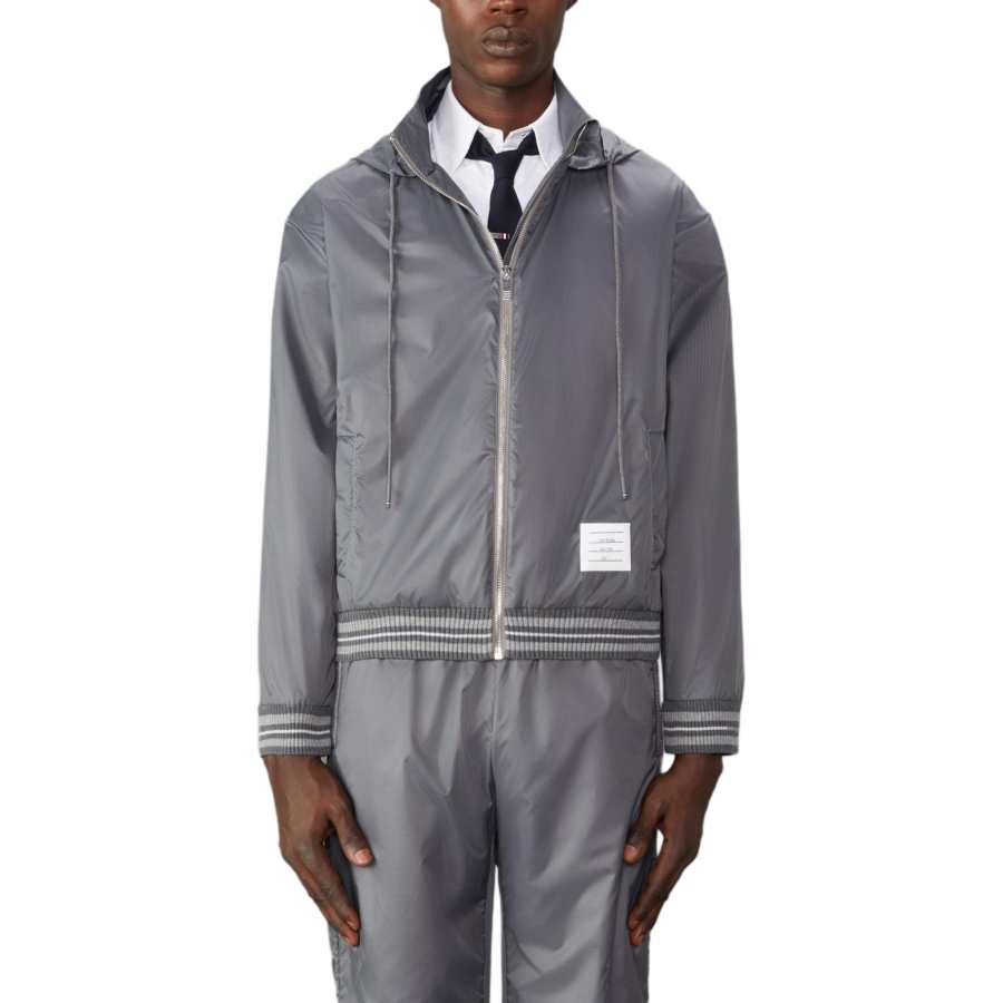 THOM BROWNE Thom Browne logo-patch ripstop lightweight jacket