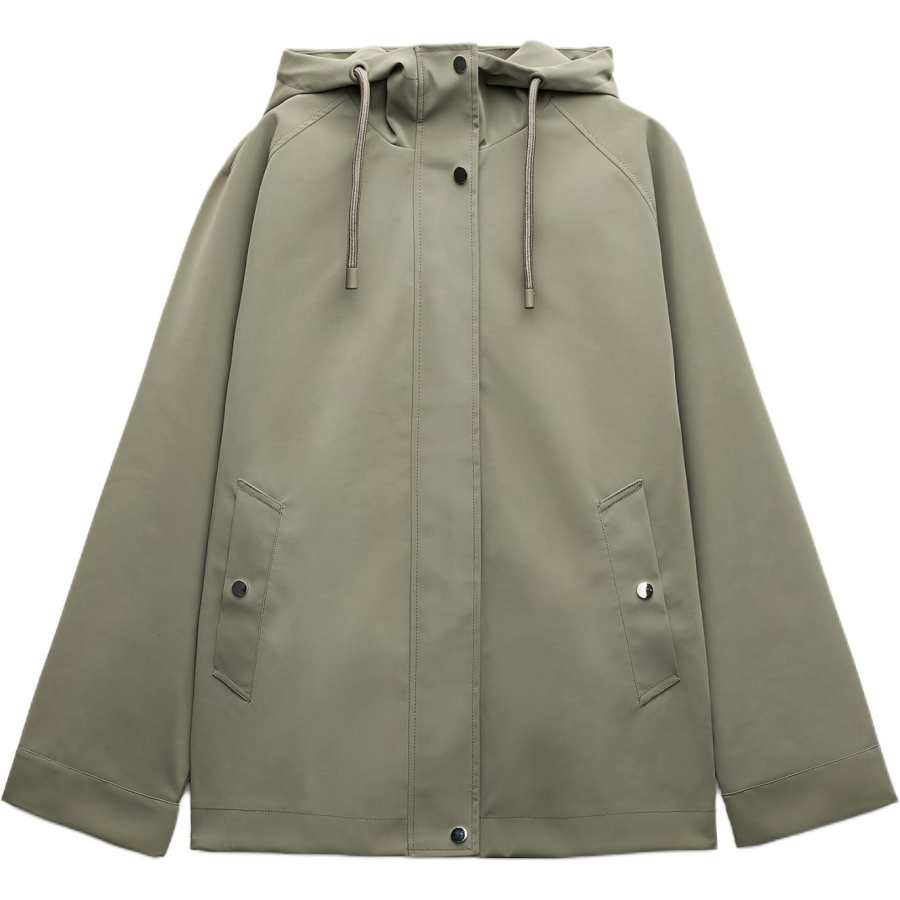 ZARA Jackets Women's Light Khaki Hooded Moderate Other