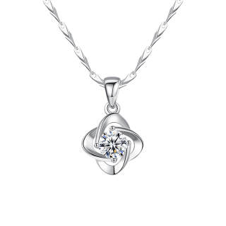 MOLADY 999 Silver Zircon Necklaces Women's Box