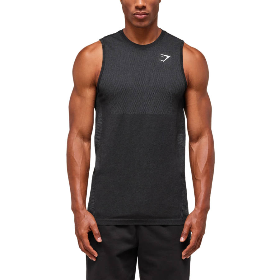 GYMSHARK Tank Tops Men's Black Crew Neck Moderate Other