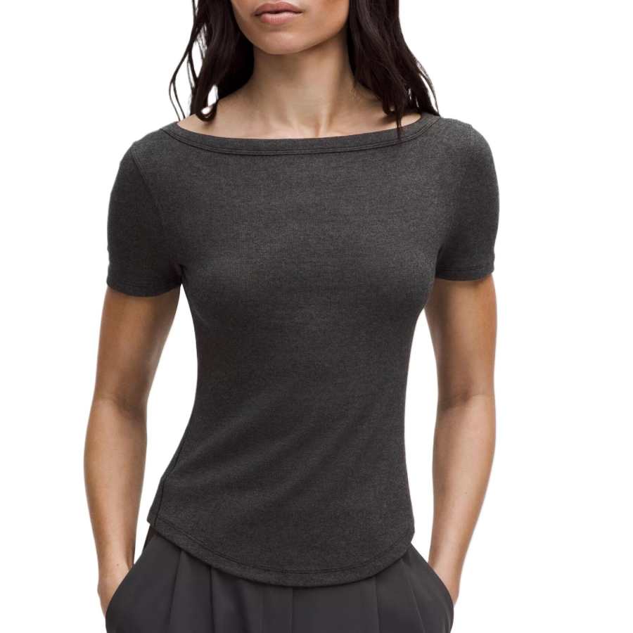 Lululemon Hold Tight Yoga T Shirt Women's Mixed Black/Variegated Black