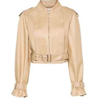 Victoria Beckham Raw-cut Cotton Biker Jacket