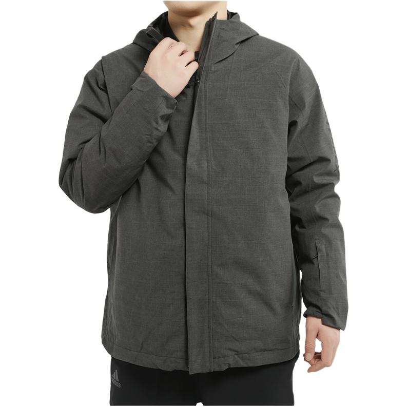 Adidas Adidas Down Jackets Men's Gray Hooded Non Detachable Moderate