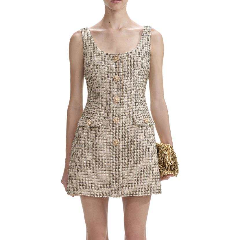 Self-portrait Self portrait Sleeveless Dress Women's Gold