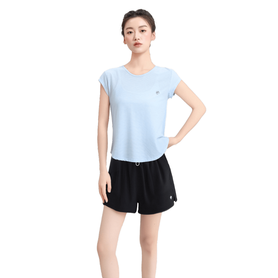 Barbie Fitness Sets Women's Blue+Black Crew Neck Thin