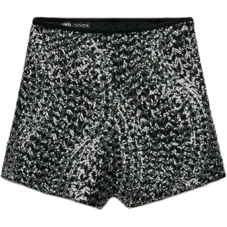 ZARA Casual Shorts Women's Black/Silver Moderate
