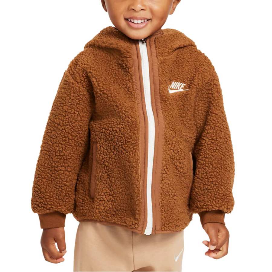 Nike Nike Jackets & Coats Futura Soft Casual Hooded Fleece Lined Light British Umber Infant And Toddler