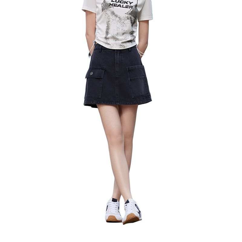 XIANGYING Denim Short Skirts Women's Dark Gray