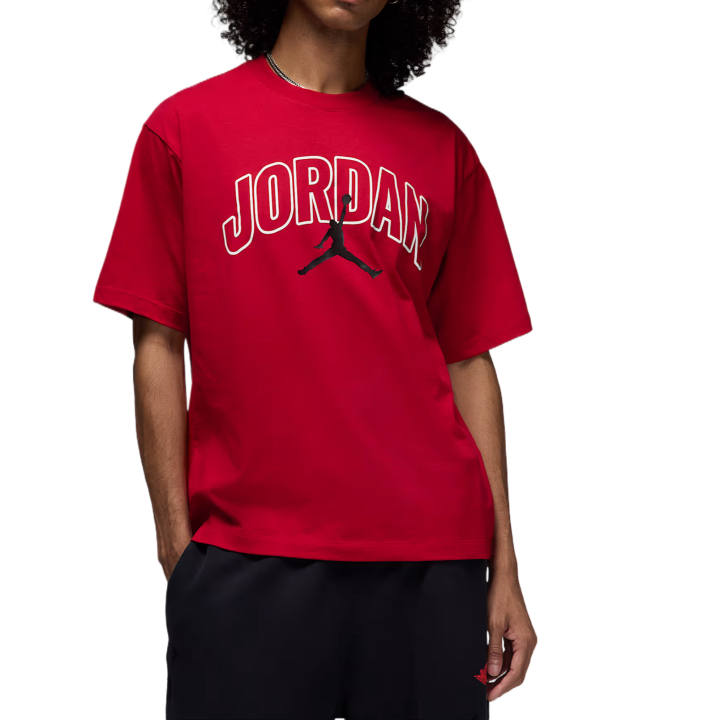 Jordan Jordan Brooklyn T Shirts Men's Gym Red/Canvas/Black Crew Neck Moderate Straight Fit