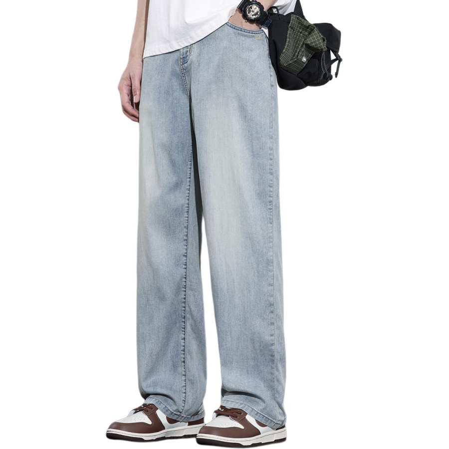 BALENO BALENO Jeans Men's Light Blue Thin Wide Leg Pants