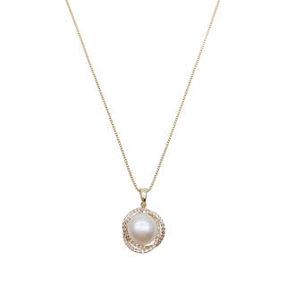 ONEKISS Artificial Zircon, Gold Plated Copper, Faux Pearl Necklaces Women's