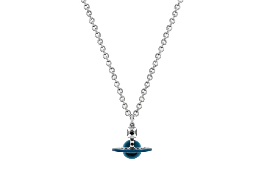 Vivienne Westwood Enamel Brass Crystal Electroplated Necklaces Unisex Silver