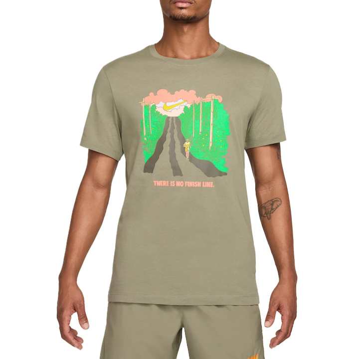 Nike Nike T Shirts Men's Green Crew Neck Thin Straight Fit