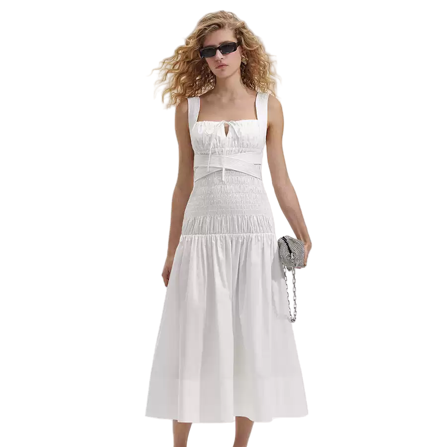 Self-portrait Self portrait Ruched Cotton Midi Dress