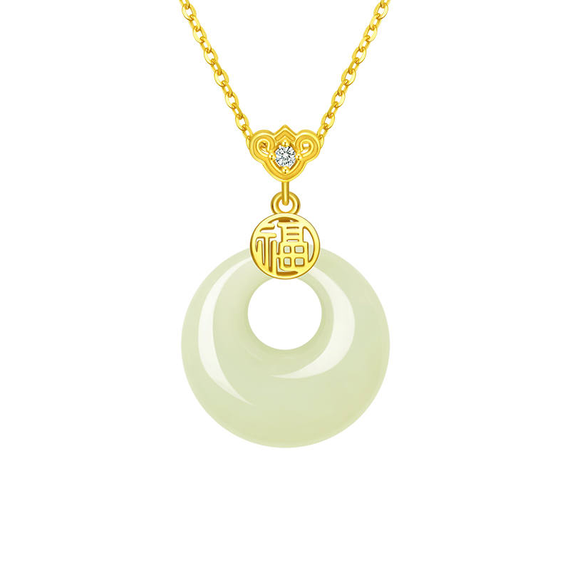 CHOW TAI SENG Necklaces Pale Greenish White Jade Women's