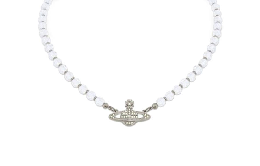 Vivienne Westwood Crystal Platinum Plated Necklaces Women's White