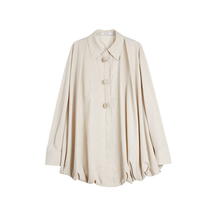 ELLE Cropped Coats Women's Stripes Lapel Moderate