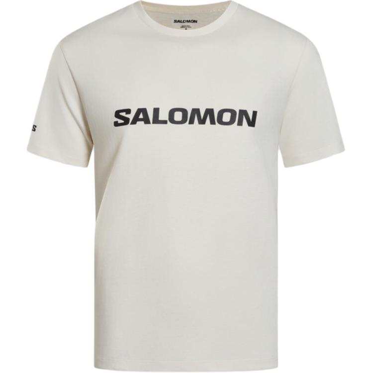 SALOMON T Shirts Men's Gray White Crew Neck Moderate