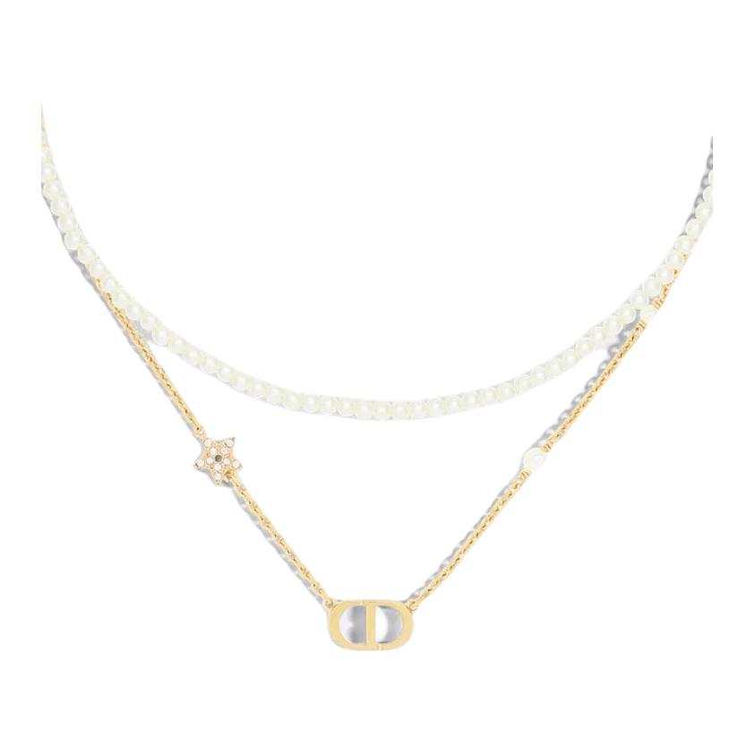 DIOR Resin, Metal, Faux Crystal Necklaces Women's Gold