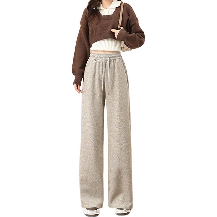 BALENO Casual Pants Women's Thickened And Fleece Lined Wide Leg Pants