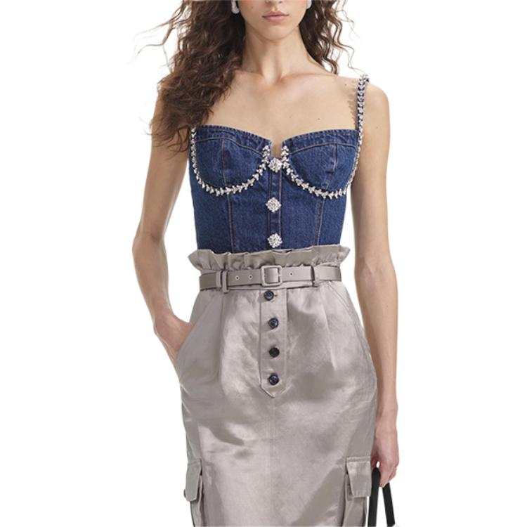 Self-portrait Self portrait Camisole Women's Denim Blue