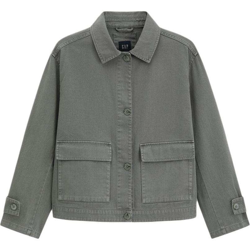 GAP Coats Women's Green Stand Collar Moderate Straight Fit