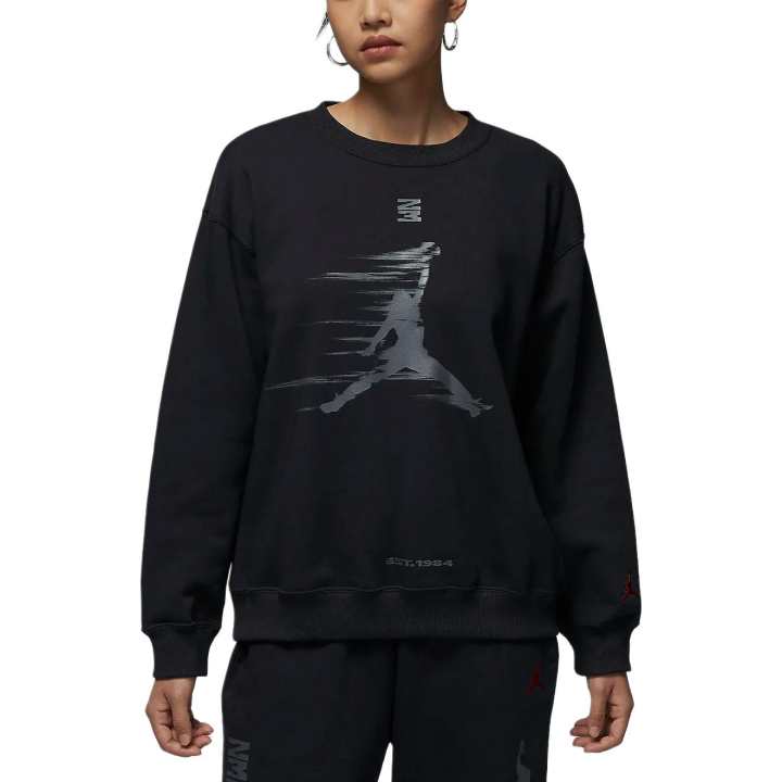 Jordan Jordan Brooklyn Fleece Lined Loose Fit Casual Crew Neck Sweatshirt Women's Black