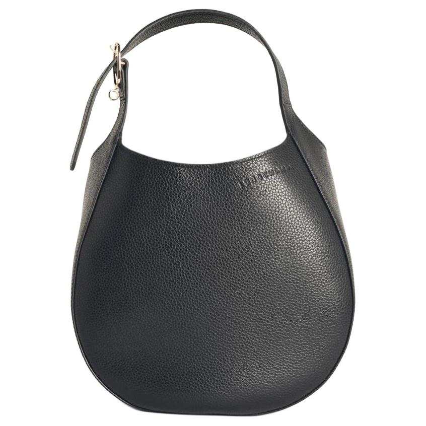 LONGCHAMP Le Foulonné Cow Leather One Shoulder Handbag Small Women's Black