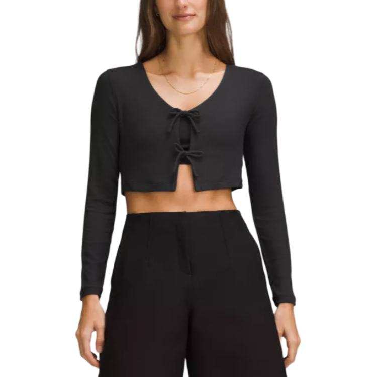 Lululemon Ribbed Tie-Front Cardigan Crop Tops Women's