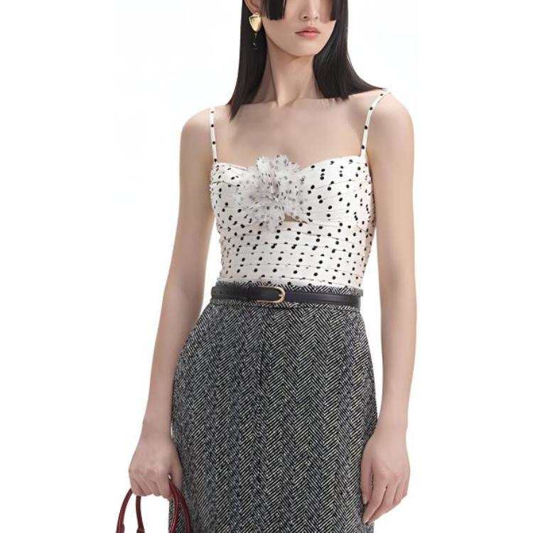Self-portrait Self portrait Camisole Women's White Matrix With Dot