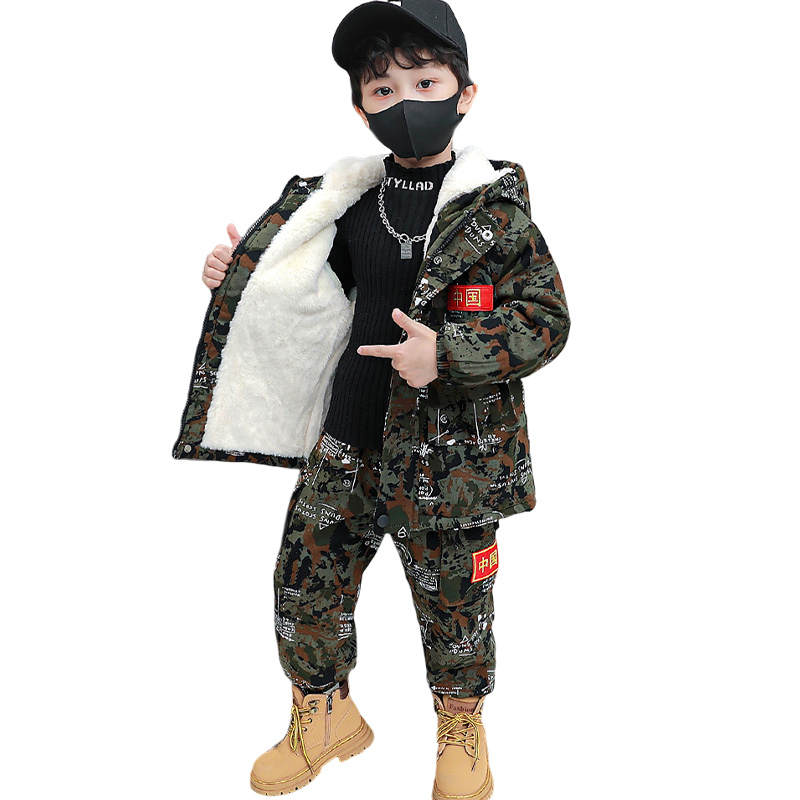 Lanza Thickened And Fleece Lined Camouflage Long Sleeved Casual Sportswear Children Aged 3 7 Years Old