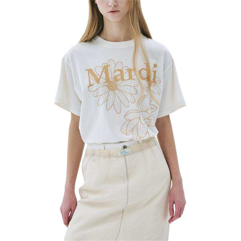 MARDI MERCREDI Three Flowers Collection T Shirt Women's Butter Peanuts Korean Style