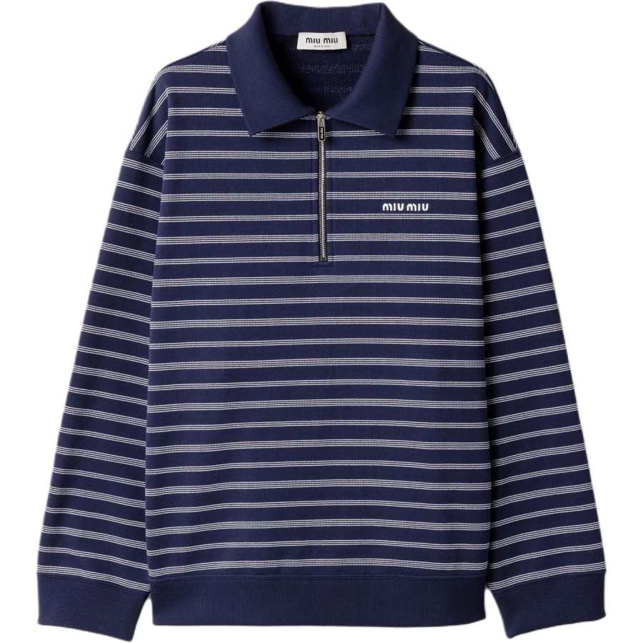 Miu Miu striped half-zip polo shirt