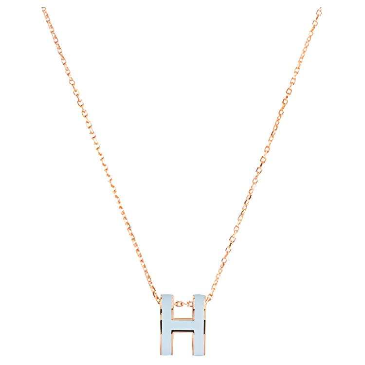 HERMES POP H Metal Necklaces Women's Rose Gold