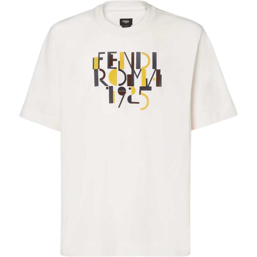 FENDI Logo Printed Crewneck T Shirt