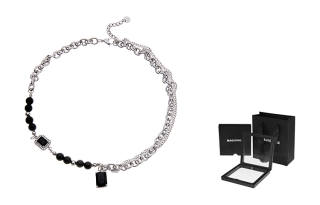 MAGICPOLE Necklaces Unisex Black Zircon Patchwork Necklace