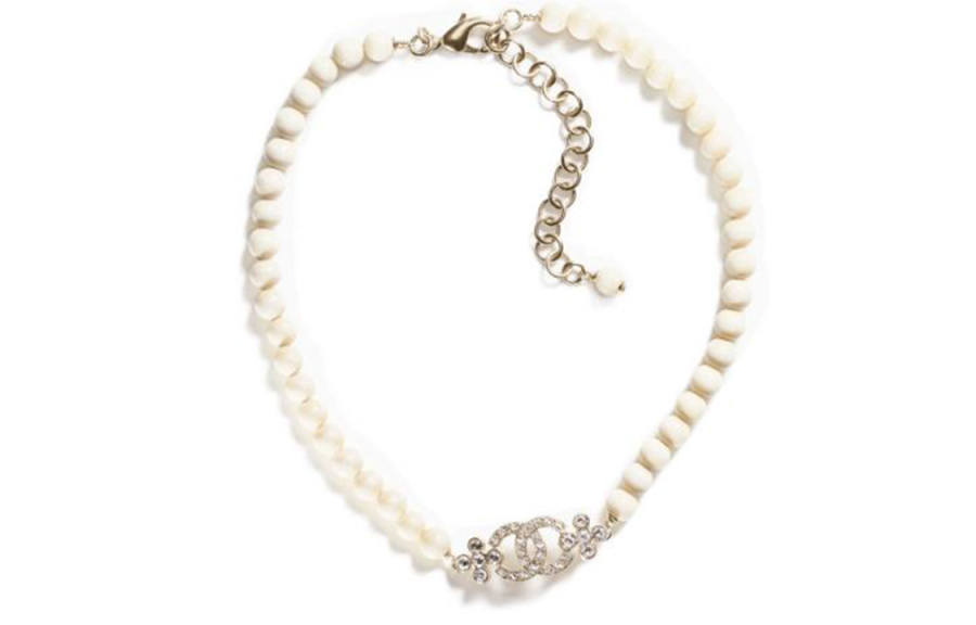 CHANEL CC Metal Necklaces Women's White