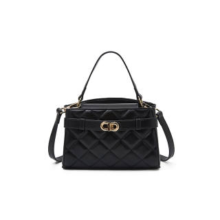 LAORENTOU Synthetic Leather Shoulder Bag, Crossbody Bag, Handbag Regular Women's Black/White